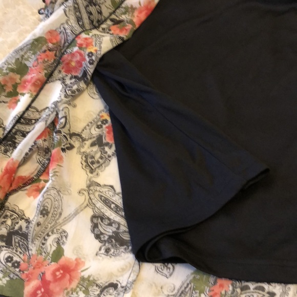 SARA MICHELLE SIZE M FOOLER BLOUSE BLACK TANK FLORAL OUTER SHORT SLEEVE - #314 - Picture 12 of 12